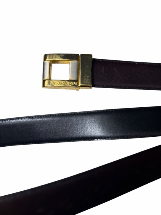 Yves Saint Laurent black vintage gold hardware skinny waist belt black size 40